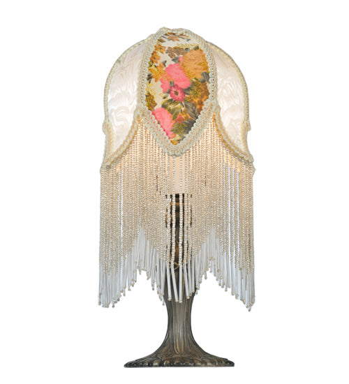 15"H Fabric & Fringe Victorian Tulip Accent Lamp