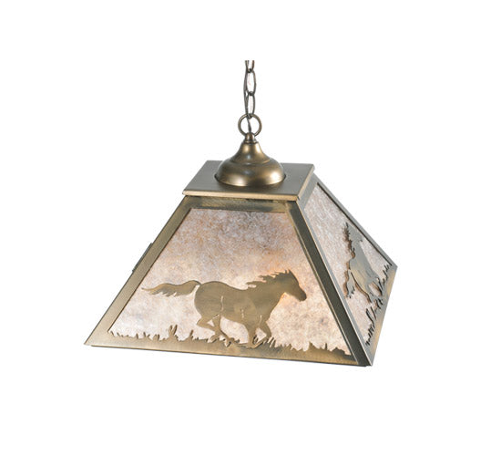 16" Square Running Horses Pendant