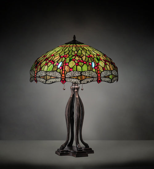 30" High Tiffany Hanginghead Dragonfly Table Lamp