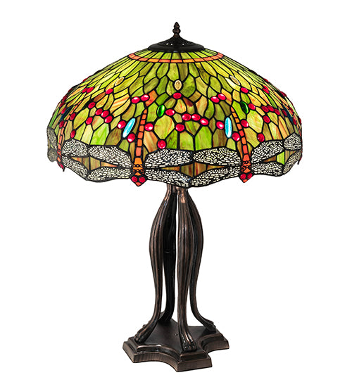 30" High Tiffany Hanginghead Dragonfly Table Lamp