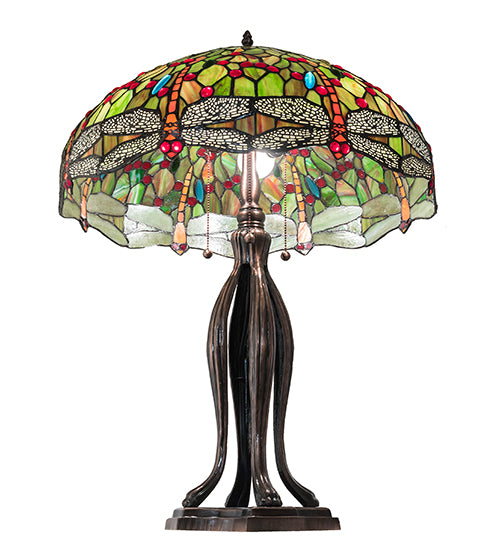 30" High Tiffany Hanginghead Dragonfly Table Lamp