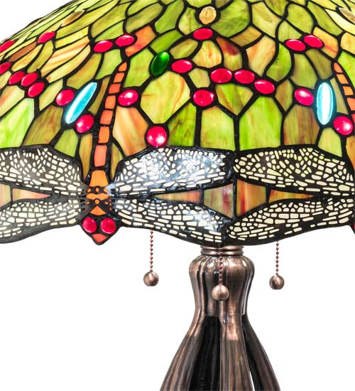 30" High Tiffany Hanginghead Dragonfly Table Lamp