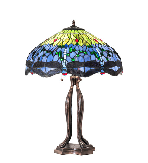 33" High Tiffany Hanginghead Dragonfly Table Lamp