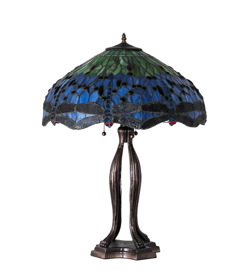 33" High Tiffany Hanginghead Dragonfly Table Lamp