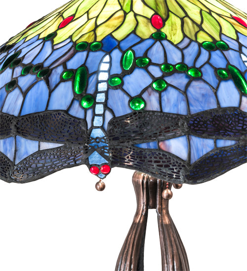 33" High Tiffany Hanginghead Dragonfly Table Lamp