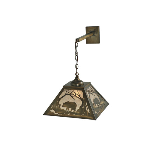 15.5" Wide Bear At Dawn Hanging Wall Sconce