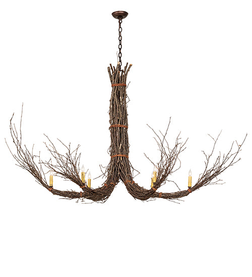 56" Long Twigs 6 Lt Chandelier