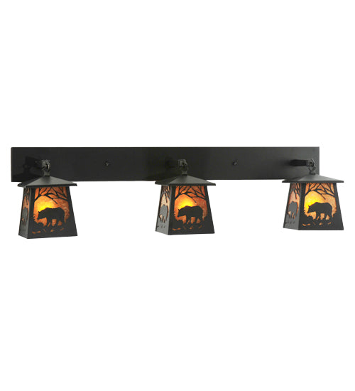 48"W Bear At Dawn 3 Lt Wall Sconce