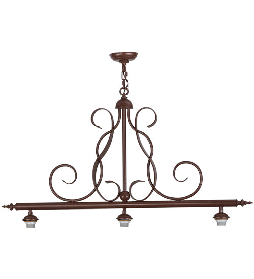 44.5"L Rust 3 Lt Island Pendant Hardware