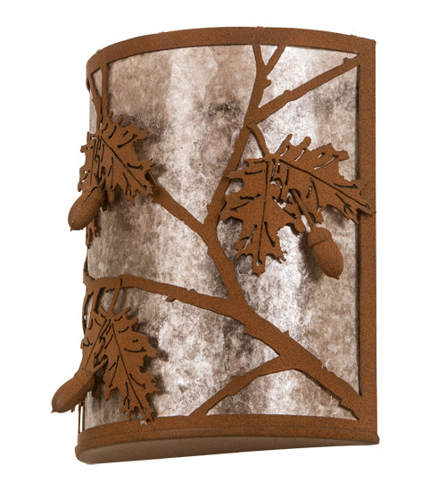 10" Wide Oak Leaf & Acorn Wall Sconce