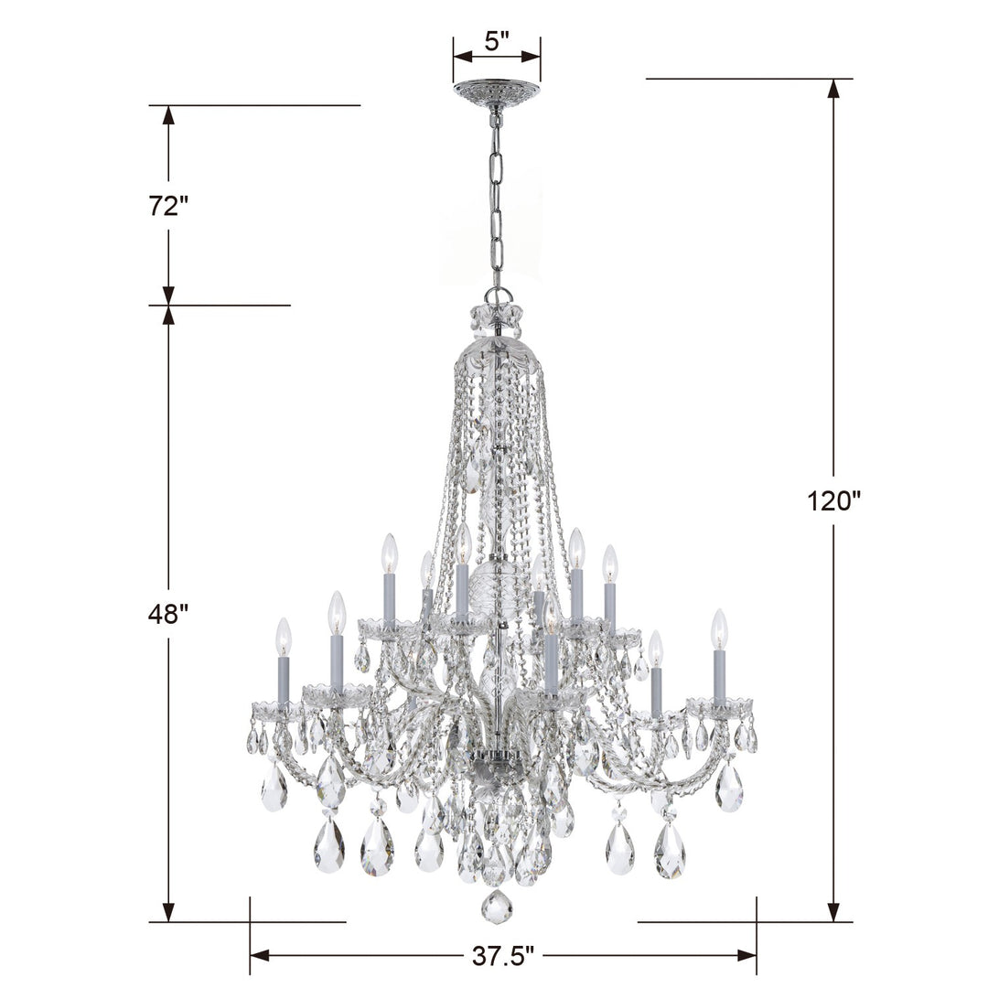 Crystorama Traditional Crystal 12 Light Spectra Crystal Polished Brass Chandelier