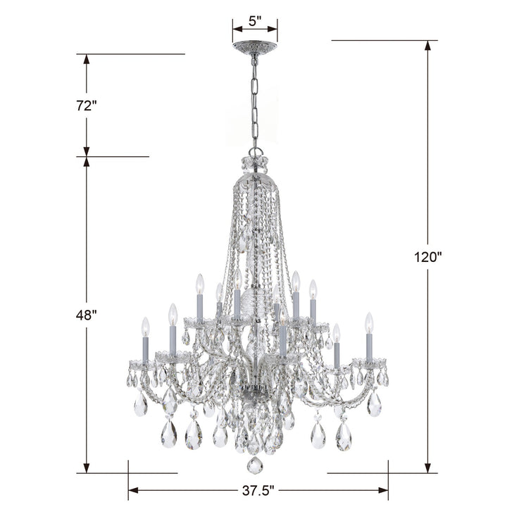 Crystorama Traditional Crystal 12 Light Spectra Crystal Polished Brass Chandelier