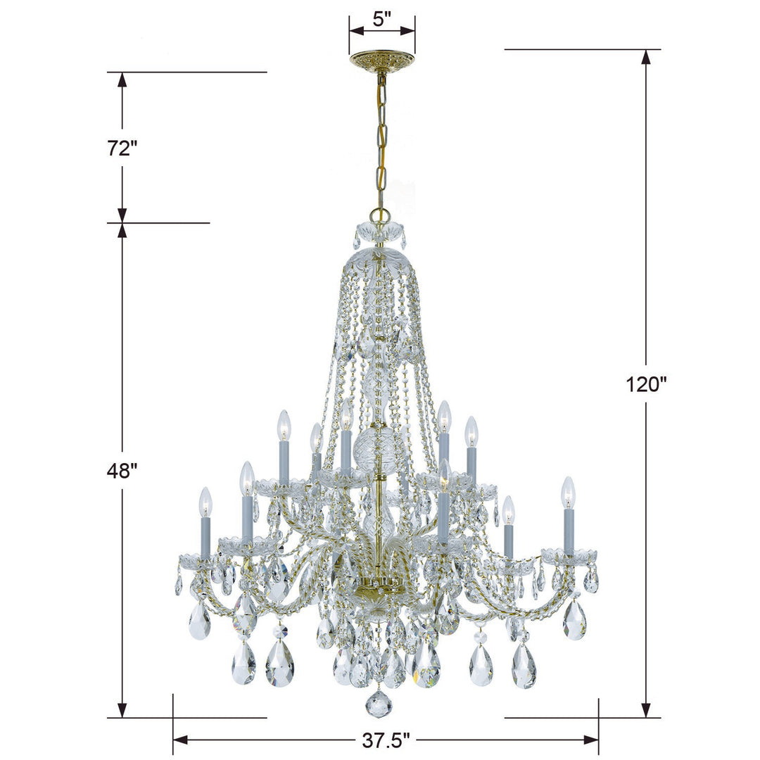 Crystorama Traditional Crystal 12 Light Spectra Crystal Polished Brass Chandelier