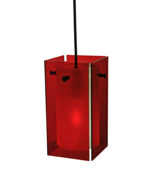 5"Sq Metro Red Quadrato Mini Pendant