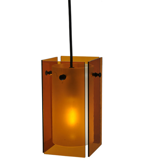 5"Sq Metro Amber Quadrato Mini Pendant