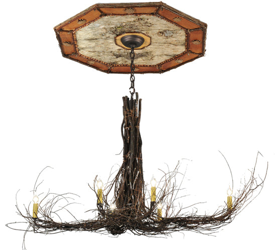 48"L Twigs 6 Lt W/Ceiling Medallion Chandelier