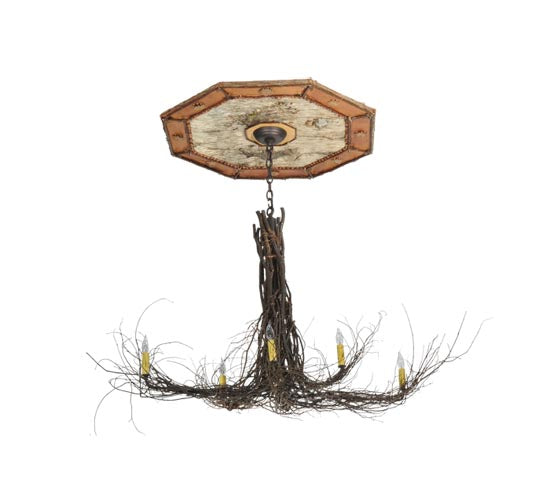 48"L Twigs 6 Lt W/Ceiling Medallion Chandelier