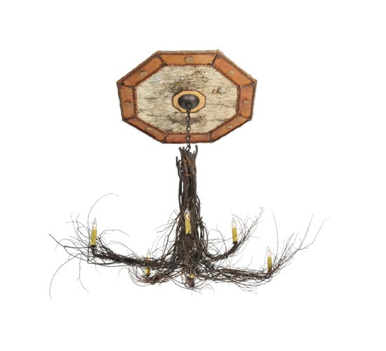 48"L Twigs 6 Lt W/Ceiling Medallion Chandelier