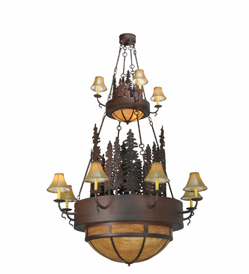 54"W Walden Pine 2 Tier Chandelier