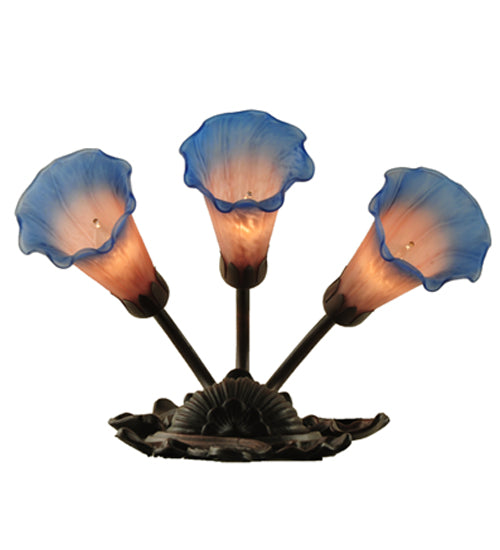 10.5"W Pink/Blue Pond Lily 3 Lt Wall Sconce