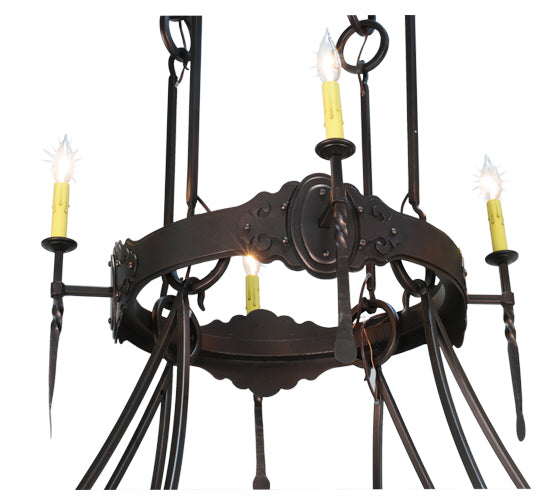 72"W Stag 12 Lt Two Tier Chandelier