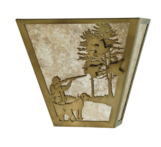 13"W Quail Hunter W/Dog Wall Sconce