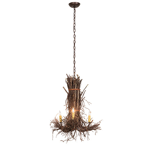 18" Wide Twigs 3 Lt Chandelier