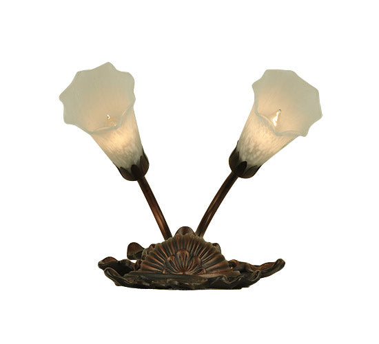 11"W White Pond Lily 2 Lt Wall Sconce