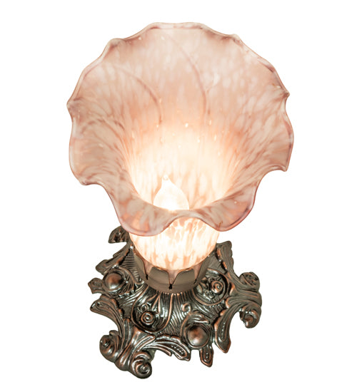 8"H Pink Pond Lily Victorian Accent Lamp