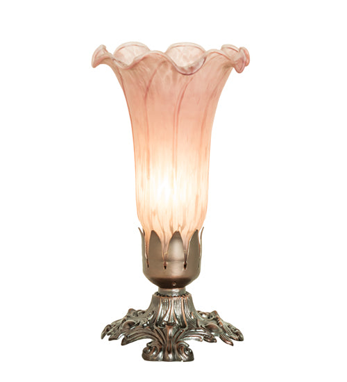 8"H Pink Pond Lily Victorian Accent Lamp