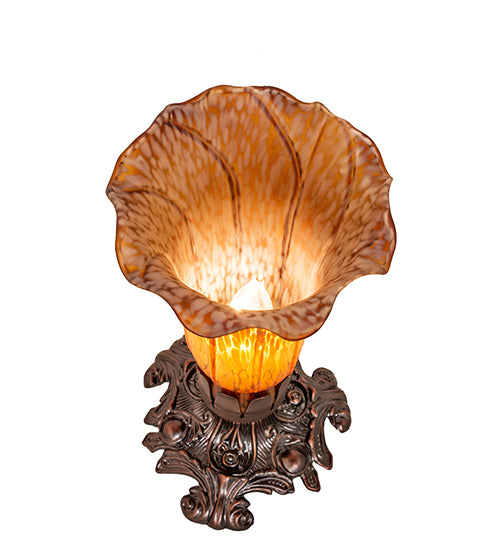 8" High Amber Pond Lily Victorian Mini Lamp