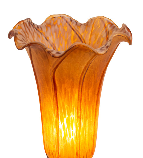 8" High Amber Pond Lily Victorian Mini Lamp