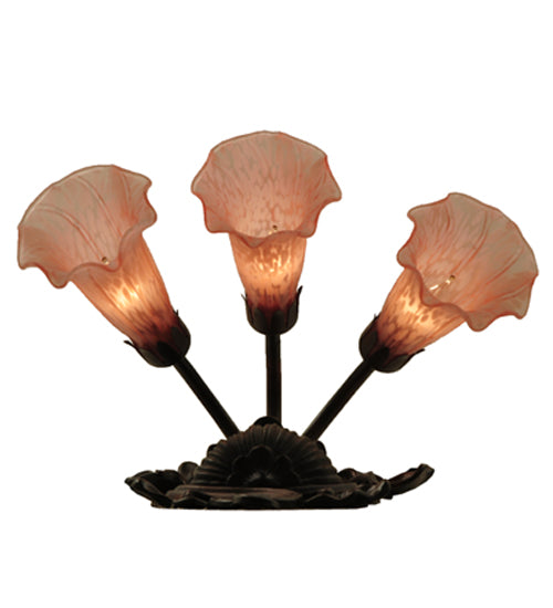 10.5"W Pink Pond Lily 3 Lt Wall Sconce