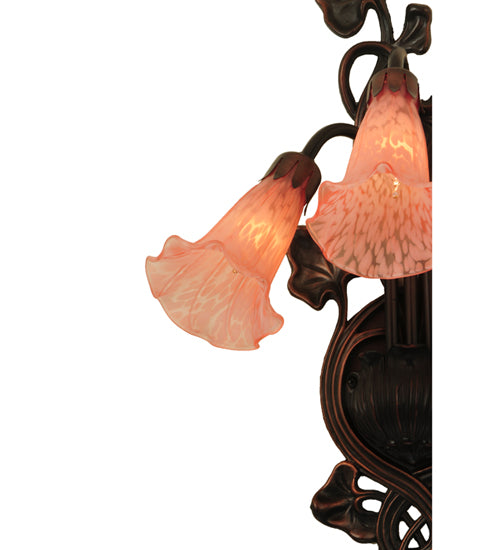 10.5"W Pink Pond Lily 3 Lt Wall Sconce