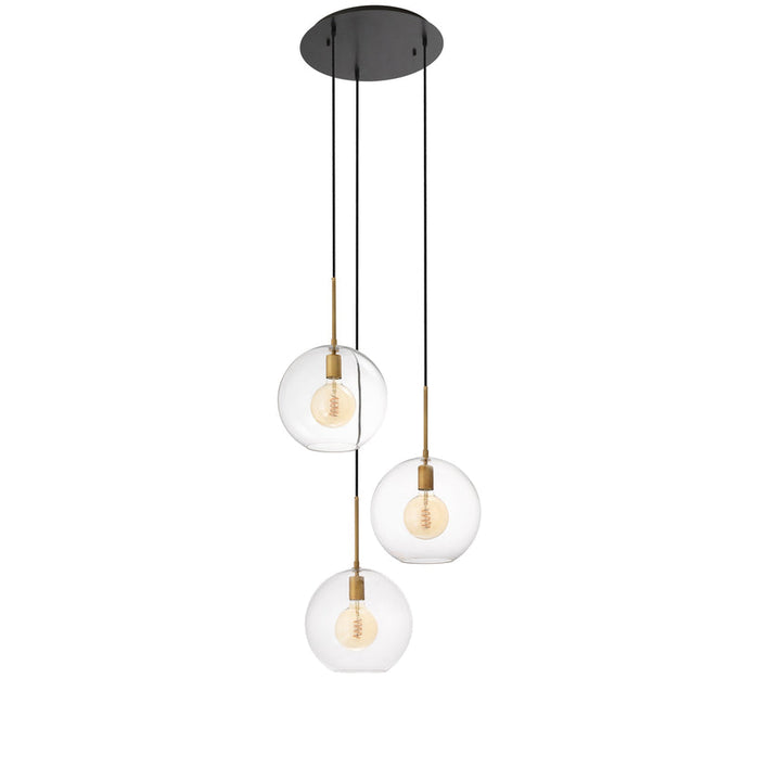 Chandelier Tango 3 Light Antique Brass Finish