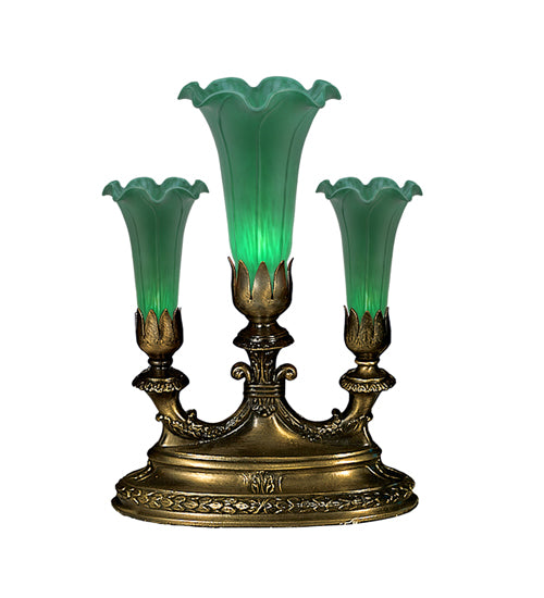 13"H Green Pond Lily 3 Lt Mantelabra Accent Lamp