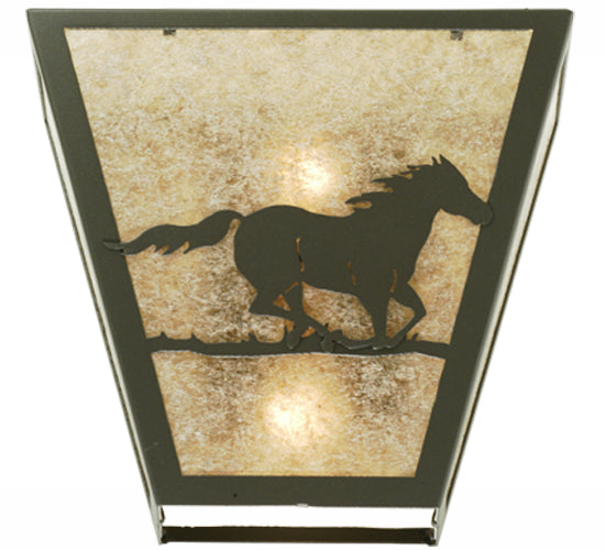 13" Wide Running Horses Wall Sconce