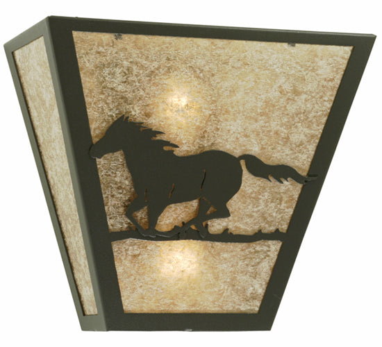 13" Wide Running Horses Wall Sconce