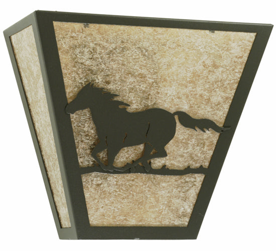 13" Wide Running Horses Wall Sconce