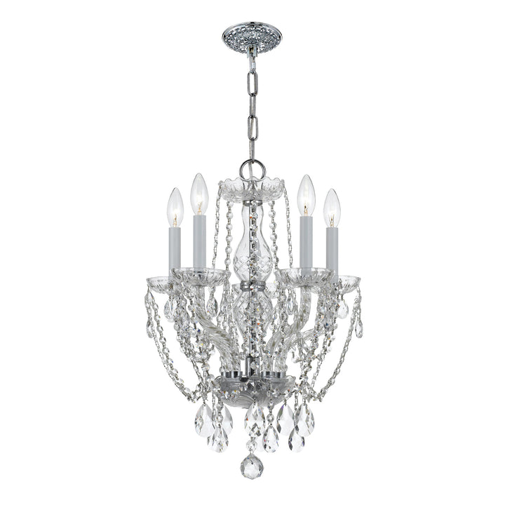 Traditional Crystal 5 Light Swarovski Strass Crystal Polished Brass Mini Chandelier