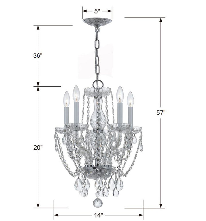 Crystorama Traditional Crystal 5 Light Swarovski Strass Crystal Polished Brass Mini Chandelier