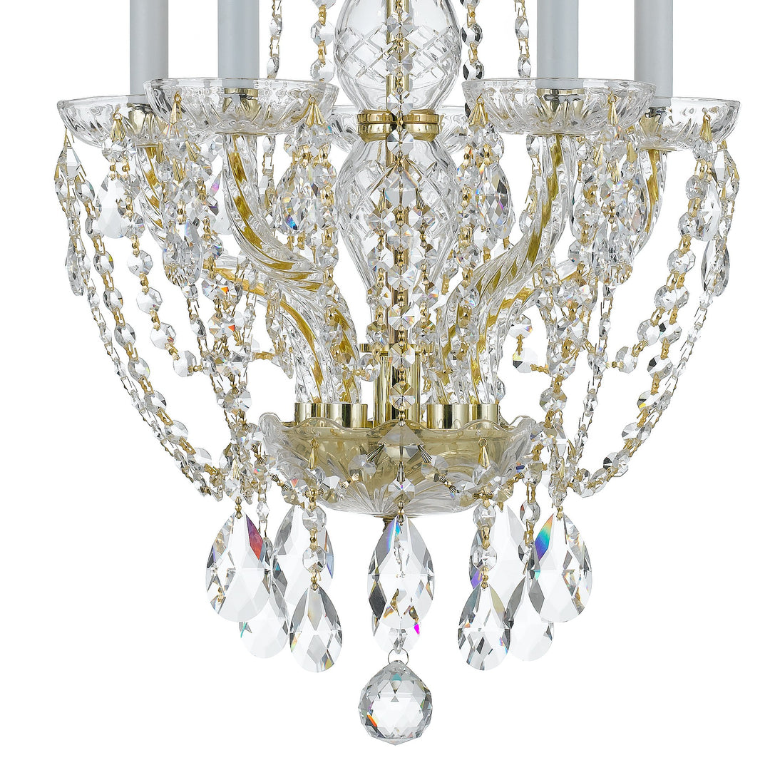 Crystorama Traditional Crystal 5 Light Swarovski Strass Crystal Polished Brass Mini Chandelier