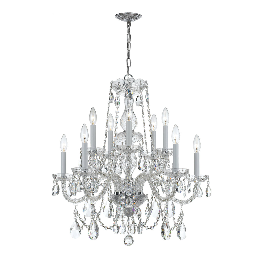 Traditional Crystal 10 Light Spectra Crystal Polished Brass Chandelier