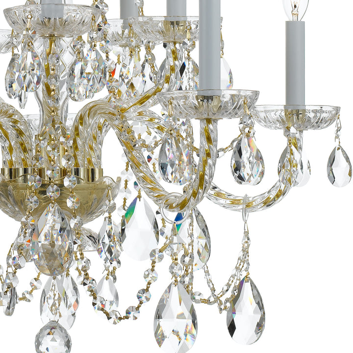 Crystorama Traditional Crystal 10 Light Spectra Crystal Polished Brass Chandelier