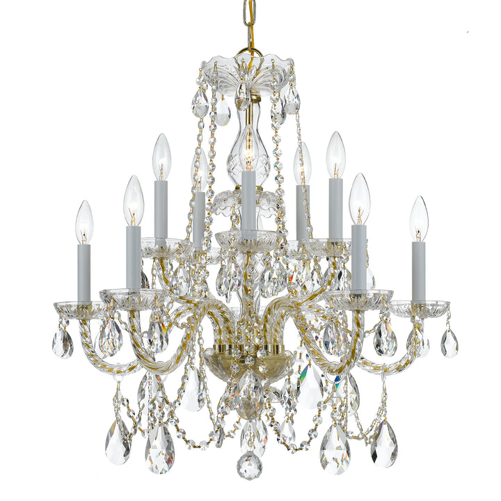 Crystorama Traditional Crystal 10 Light Spectra Crystal Polished Brass Chandelier