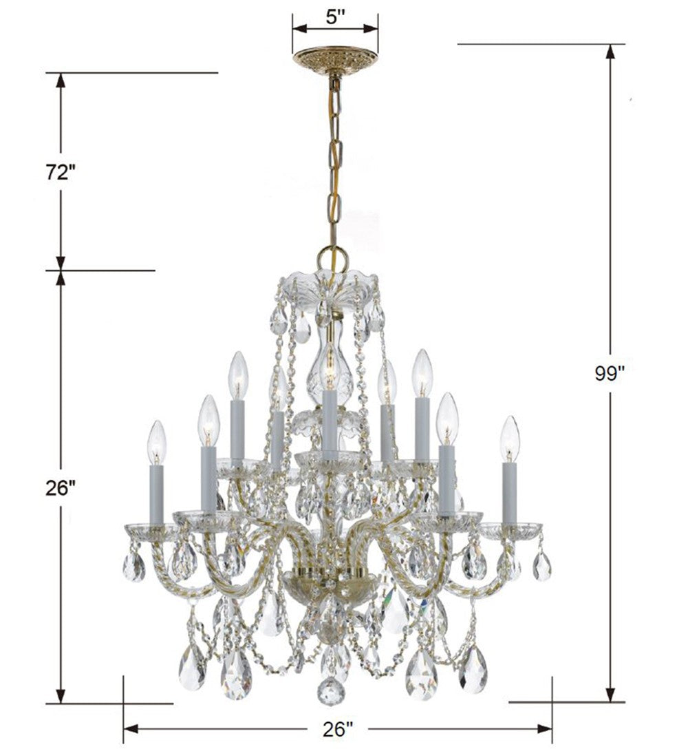 Crystorama Traditional Crystal 10 Light Spectra Crystal Polished Brass Chandelier