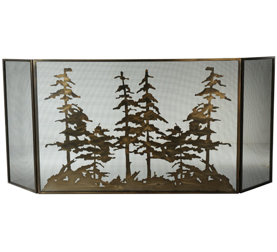 96" Wide X 40" High Tall Pines Fireplace Screen