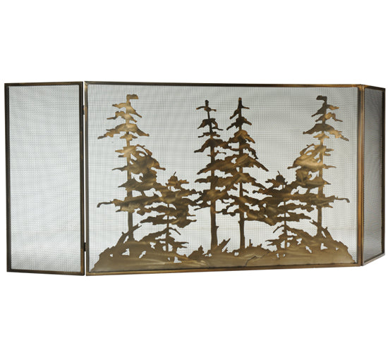 96" Wide X 40" High Tall Pines Fireplace Screen