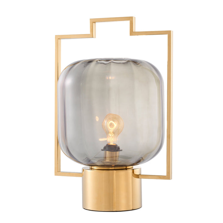 Table Lamp Wang Gold Finish Smoke Glass