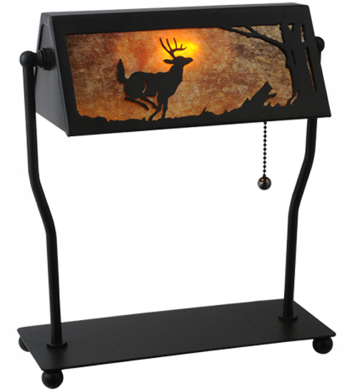 12.5"H Deer On The Loose Banker'S Lamp